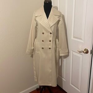 Beware Bagatelle Collection Cream PinStripe City Trench Coat